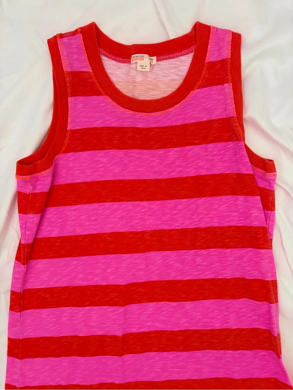 Crewcuts Pink and Red Striped Sleeveless Dress